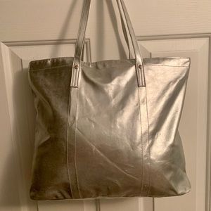 Clinique large silver tote bag